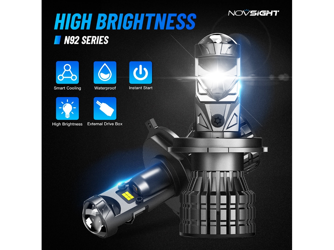Faros LED H7 para coche - Novsight 22.000 lm, 120 W, 2 unidades, 6500 K, blanco brillante, IP68, resistentes al agua