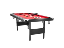 Mesa de billar portátil Succebuy de 1,8 m con tela roja para sala de juegos