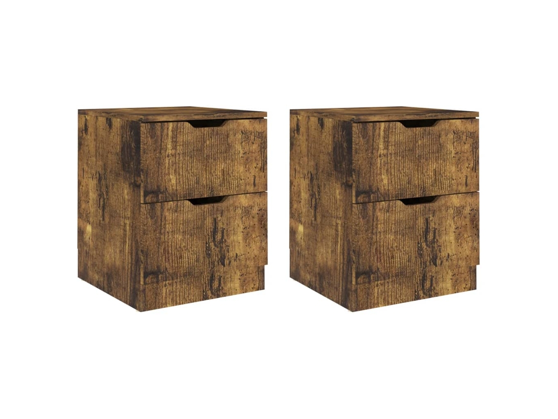 Maison Exclusive - Mesitas Noche 2 Uds Madera Ingeniería Roble Ahumado 40x40x50 Cm