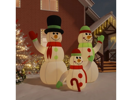 vidaXL Familia de muñecos de nieve inflables con LED 360 cm