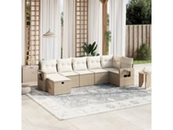 Conjunto de 7 sofás de jardín con cojines de mimbre beige de Dkd Home Decor