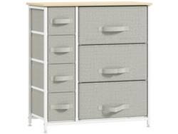 Cómoda De Tela De 7 Cajones, Mueble De Almacenamiento Moderno, Estructura De Acero, 63,5 X 30 X 71 Cm, Gris