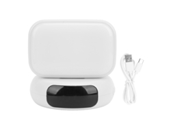 Lámpara De Escritorio Blanca Ajustable Con Luz Nocturna Led, Altavoz Bluetooth, Despertador, Reproductor De Música Y Altavoz Bluetooth.