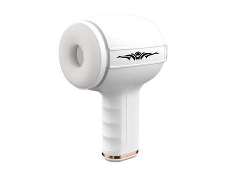 Masturbador de extremo abierto dual masculino de empuje automático, masturbación con vibración telescópica (blanco) VEANXIN
