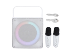 Rebe-máquina De Karaokê Portátil Com Microfones Duplos Alto-falante Reprodução Cartão Usb Para Casa Mini Alto-falante Karaokê Branco