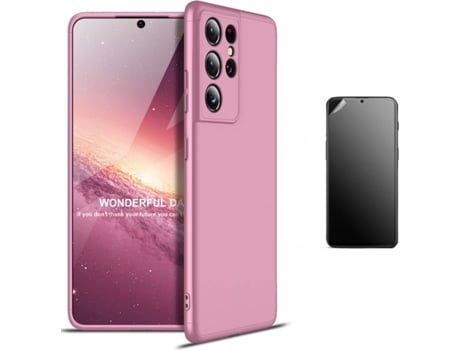 Kit Carcasa Y Protector Samsung S21 Ultra Ultimatte Slim Armor 360º Rosa