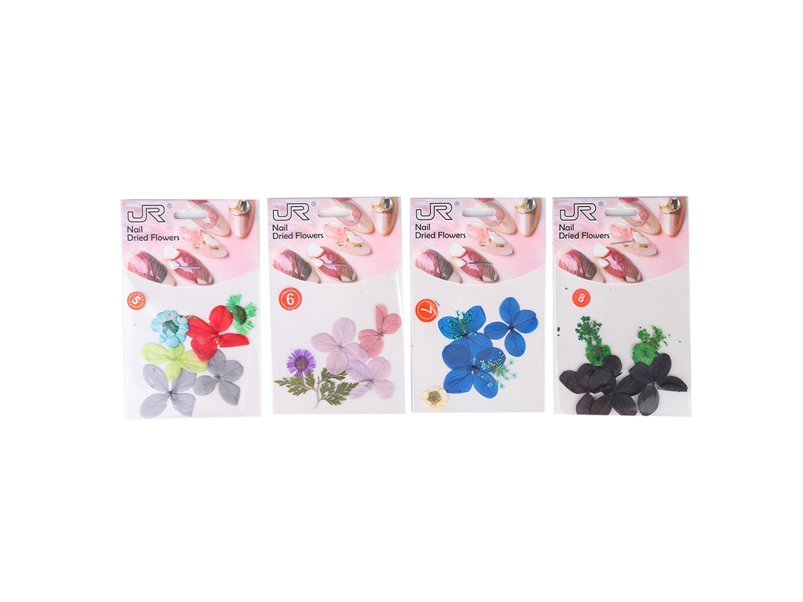 Rebe - Juego de 4 pegatinas decorativas para uñas con flores secas - 02