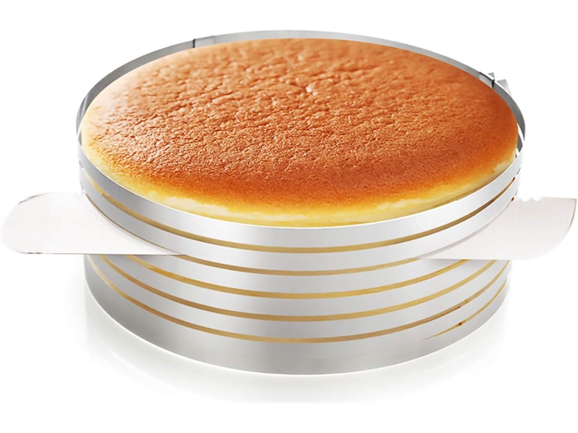 Cortador de pastel de capas, nivelador y rebanador de pastel redondo ajustable de acero inoxidable de 6 a 8 pulgadas, anillo de pan de metal de 7 capas
