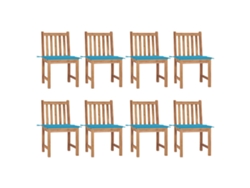 Sillas de jardín DKD Home Decor de 8 piezas con cojines, madera maciza de teca