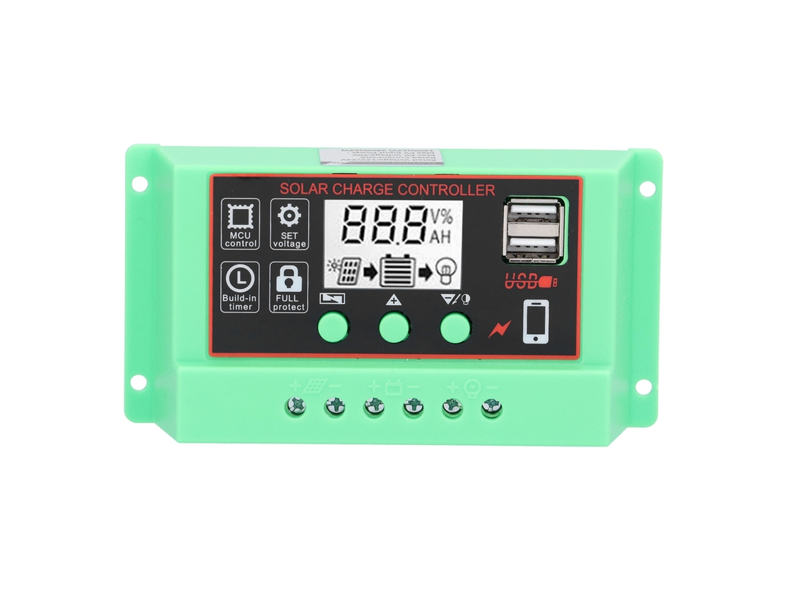 Controlador solar con pantalla LCD e interfaz USB