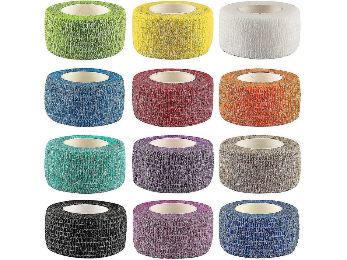 12 Paquetes De Venda Elástica Adhesiva De 2,5 Cm X 4,5 Metros, Envoltura Elástica Autoadhesiva.