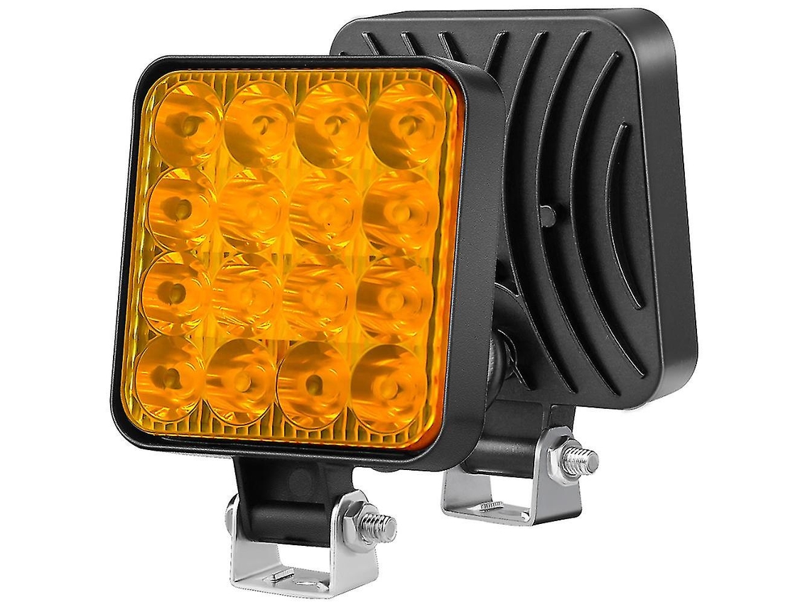 Luz De Trabajo 48w 16led Para Camión Off Road Tractor 12v 24v Faro Antiniebla Luz De Circulación Diurna Cuadrada Impermeable China Amarillo