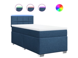 Maison Exclusive - Cama Box Spring Con Colchón Tela Azul 90x190 Cm