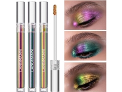 Kit De 3 Sombras De Ojos Líquidas Camaleónicas, Metallica, Holográficas De Larga Duración, Con Purpurina Multicromática.
