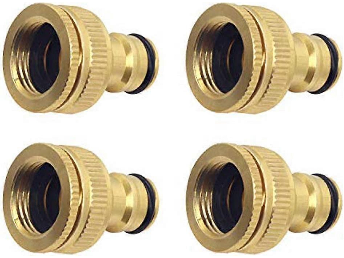 4 Conectores De Grifo De Latón Para Jardín, Adaptador Hembra 2 En 1 De 1/2 Y 3/4 Pulgadas Con Ranuras