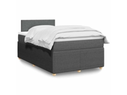 Cama Box Spring Con Colchón Tela Gris Oscuro 120x200 Cm