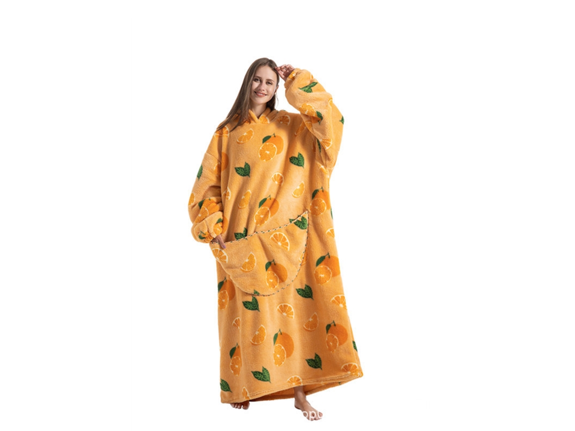 Manta Con Capucha, Sudadera Con Capucha Extra Larga De Forro Polar, Manta Unisex Para Llevar Puesta (naranja) Cuich