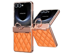 Funda Para Teléfono Móvil Con Diamantes De Imitación Y Soporte Para Anillo De Cuero Con Diamantes, Compatible Con Samsung Galaxy Z Flip7 5g (pc)