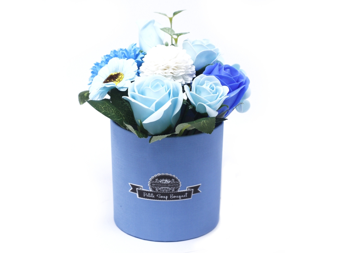 Pequeno Buquês de Flores de Sabão Azuis Calmantes 10X20 Cm