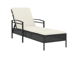 Chaise longue de mimbre negra con cojín MAISON EXCLUSIVE (63x200x81 cm)