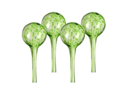 Relaxdays Globos De Riego De Cristal, Set De 4, 15x6 Cm, Bolas Para Regar Plantas, Autorriego Vacaciones, Verde