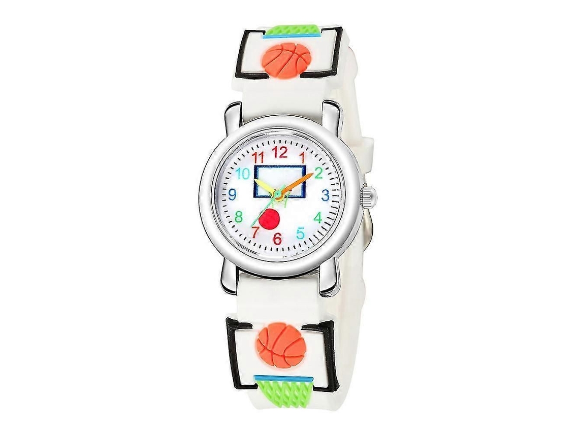 Reloj infantil con relieve 3D y estampado de baloncesto, reloj deportivo para alumnos de primaria. GOKOCO