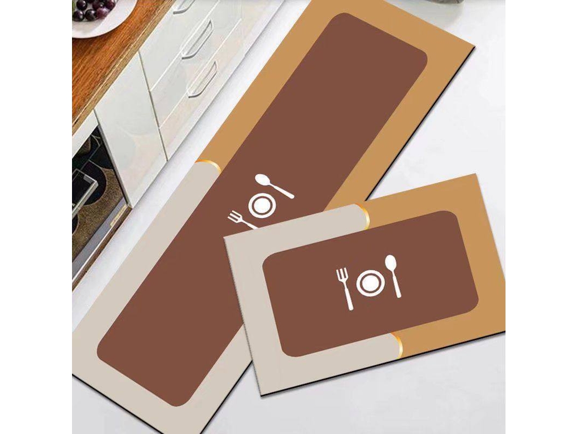 Juego De 2 Piezas Alfombra De Cocina Modernas Antideslizantes, Duraderas Y Lavables, Naranja, 40x60cm/40x120cm Digitallab