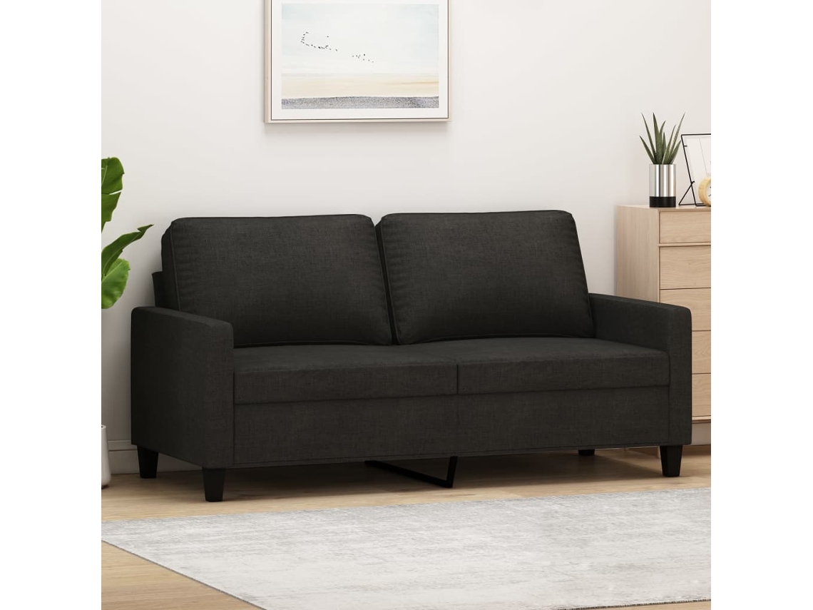 Sofá De 2 Plazas De Tela Negro 140 Cm