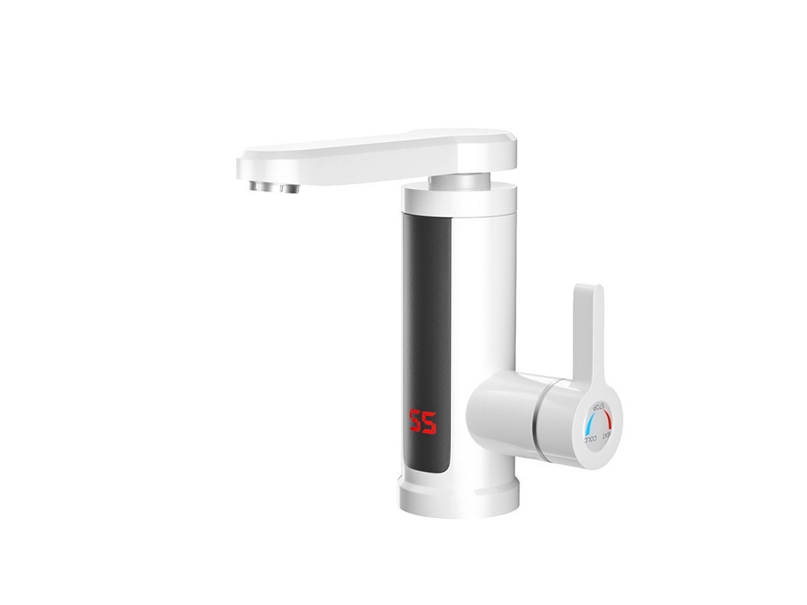 Grifo de cocina Chrui de 3000 W, eléctrico, de calentamiento rápido, para cocina y baño con calentador de agua instantáneo (blanco)