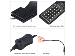 Rebe-luz De Acuario Led Portátil 24 Led 10w Luz Blanca/azul Ac220v/110v Mini Clip Para Peceras Y Jarras