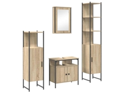Juego de muebles de baño de 4 piezas de roble Sonoma EXCLUSIVO DE MAISON