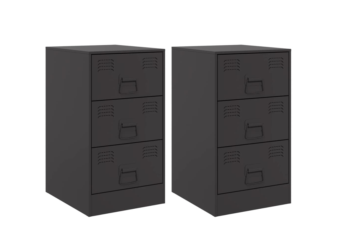 Mesita de Noche Madera Acero Negro (34.5x39x62cm)