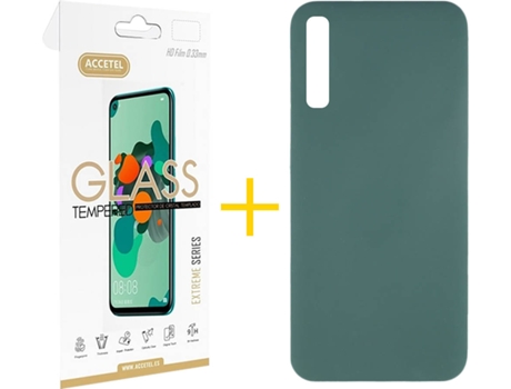 Kit Funda + Protector de Pantalla Samsung Galaxy A50 ACCETEL Silicona Líquida (Verde)