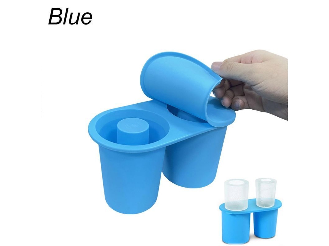 Bandeja Cilíndrica De Silicona Para Cubitos De Hielo De 2/3/4/30 Compartimentos Con Tapa, Compatible Con Accesorios De La Copa Stanley, Estilo D, Azul, 2 Compartimentos.