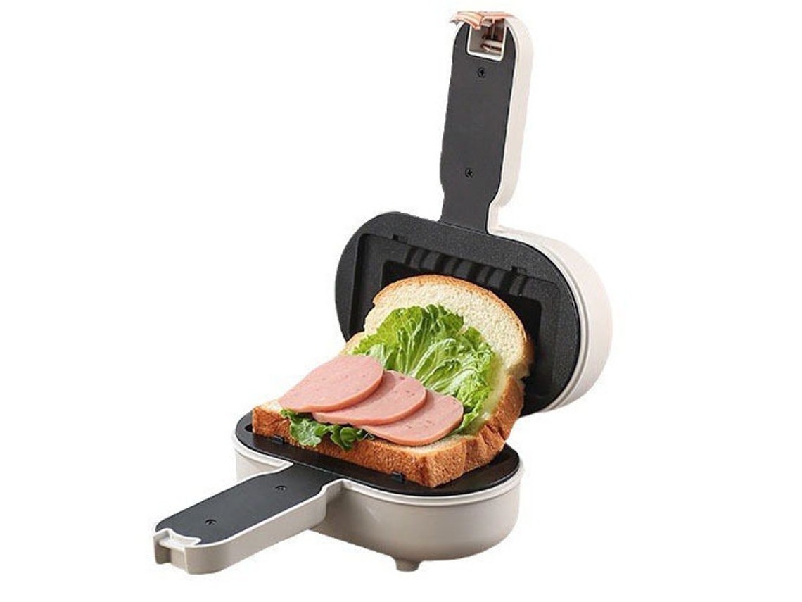SFUSHOS Mini sandwichera eléctrica para desayuno con tostadora multifunción, color blanco, estándar europeo