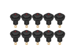Yncm2026-10 Piezas Interruptor Rocker Redondo On/off 12v Impermeable Spst Con Led 3-pin Terminal Plata