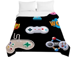 Funda nórdica con estampado de mando de videojuegos en poliéster, funda de almohada de 100 x 150 cm.