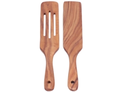 Espátula multifuncional de acero inoxidable para barbacoa con cesta de madera, múltiples usos