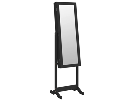 Espejo de pie VIDAXL con joyero y luces LED negro