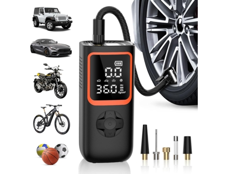 Compresor de aire portátil para neumáticos - 6000mAh y 150PSI, bomba de aire inalámbrica para neumáticos de coche con medidor de presión y luz LED,...