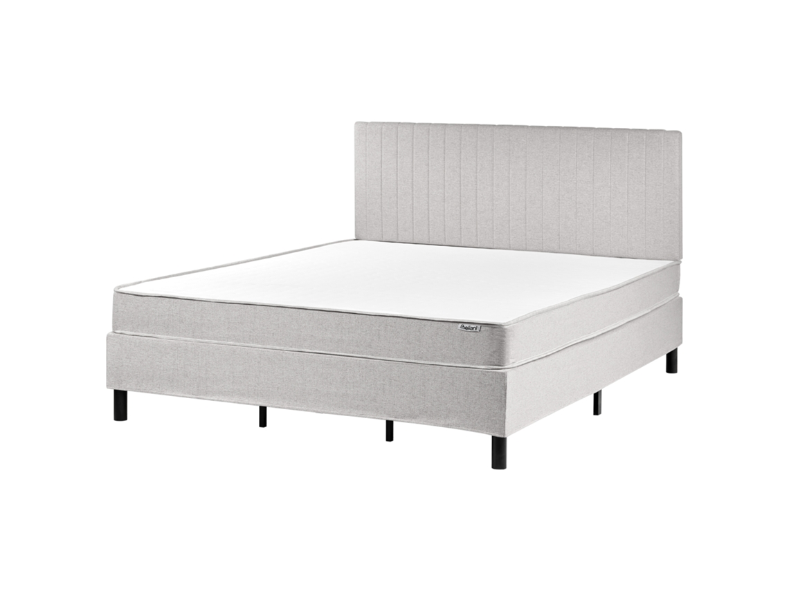 Cama De Casal Beliani Countess De Tecido Cinzento 180x200