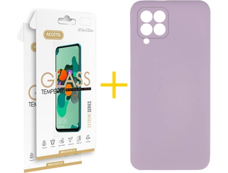 Carcasa + 2 Protectores de Pantalla para Huawei P40 Lite ACCETEL Morado