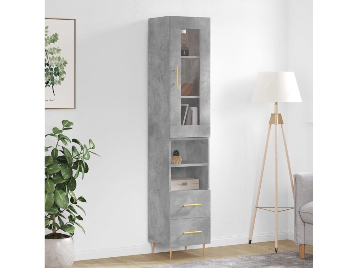 Aparador De Madera Contrachapada Gris Hormigón 34,5x34x180 Cm