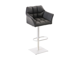 DUDECOR Taburete Alto Damaso Piel Sintética Blanca Gris