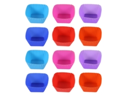 JEIIBRZUI Conjunto de 12 Moldes para Bolos Quadrados 2 de Cada Cor: Azul Roxo Laranja Vermelho Azul Escuro Rosa