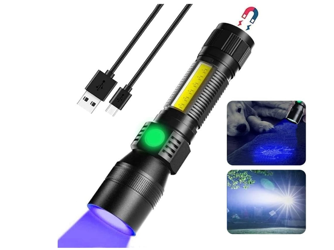 YEMAESRE Linterna táctica LED superbrillante de 1200 lúmenes con zoom y clip de bolsillo 7 modos de luz negra