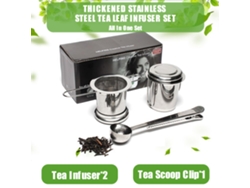 Kit 3 Piezas: Infusor De Té, Cuchara Y Clip Con Tapa, Acero Inoxidable Grueso, Malla Fina, Para Tazas Y Teteras