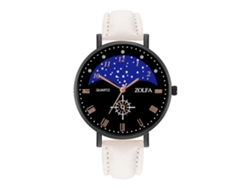 Reloj De Pareja A La Moda Con Correa De Piel Sintética Y Esfera Redonda Grande - Blanco