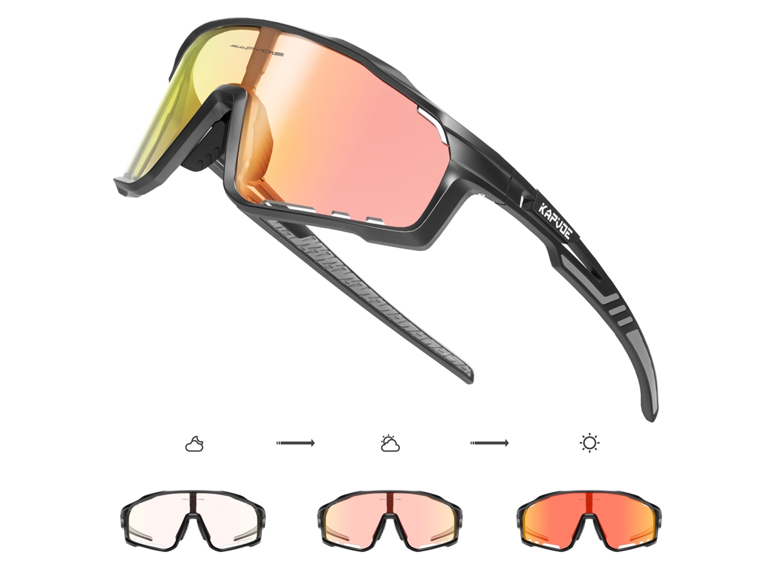 (rojo 1) Gafas De Ciclismo Fotocromáticas Unisex, Gafas De Sol Con Protección Uv400