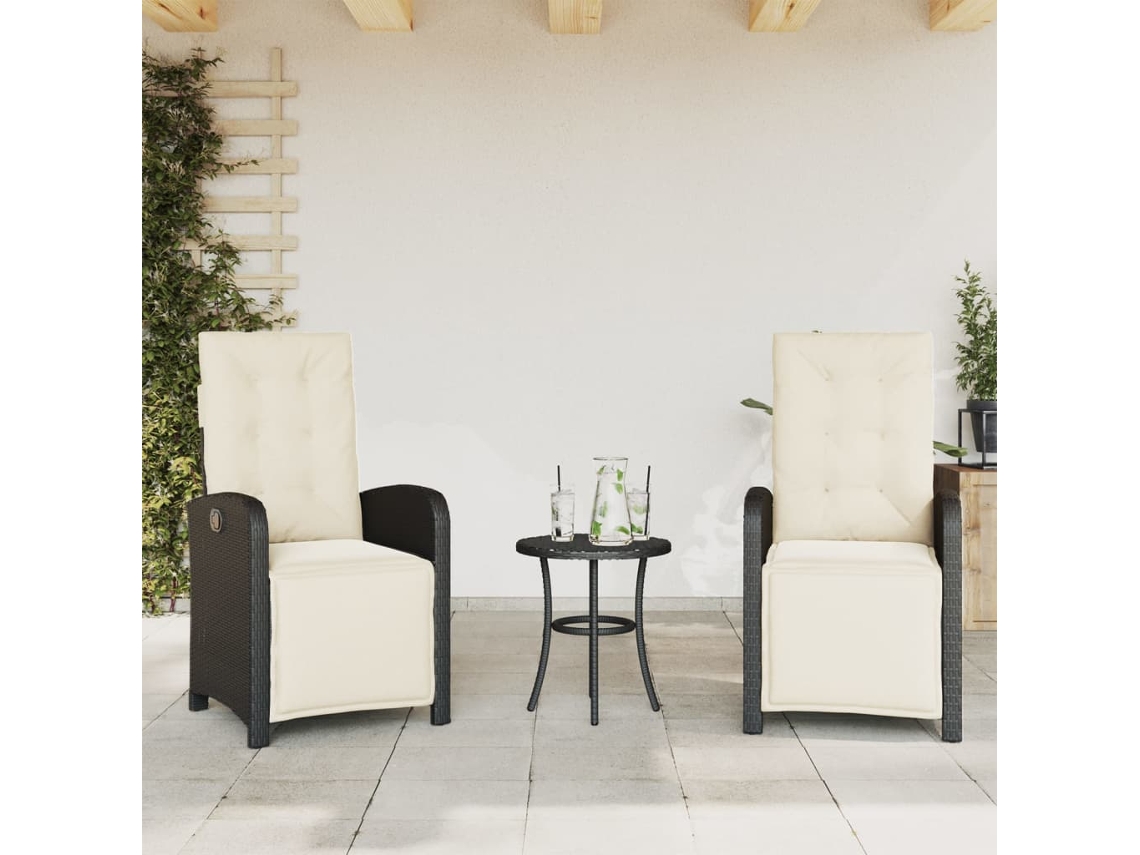 Sillas de jardín reclinables de 2 piezas con reposapiés DKD Home Decor, mimbre negro